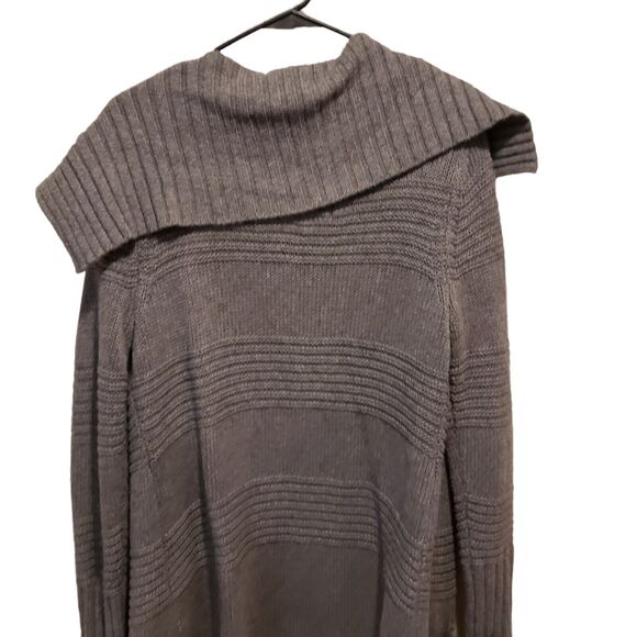 American Eagle Open Front Knit Long Wool Blend BROWN Cardigan Sweater Size M - Picture 3 of 11